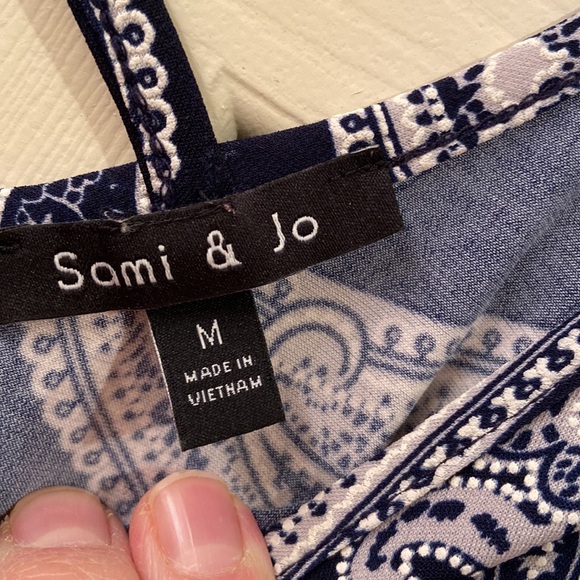 Sami & Jo Dress Short-sleeve Black White Paisley Print Criss Cross back WM SZ M - Picture 11 of 12